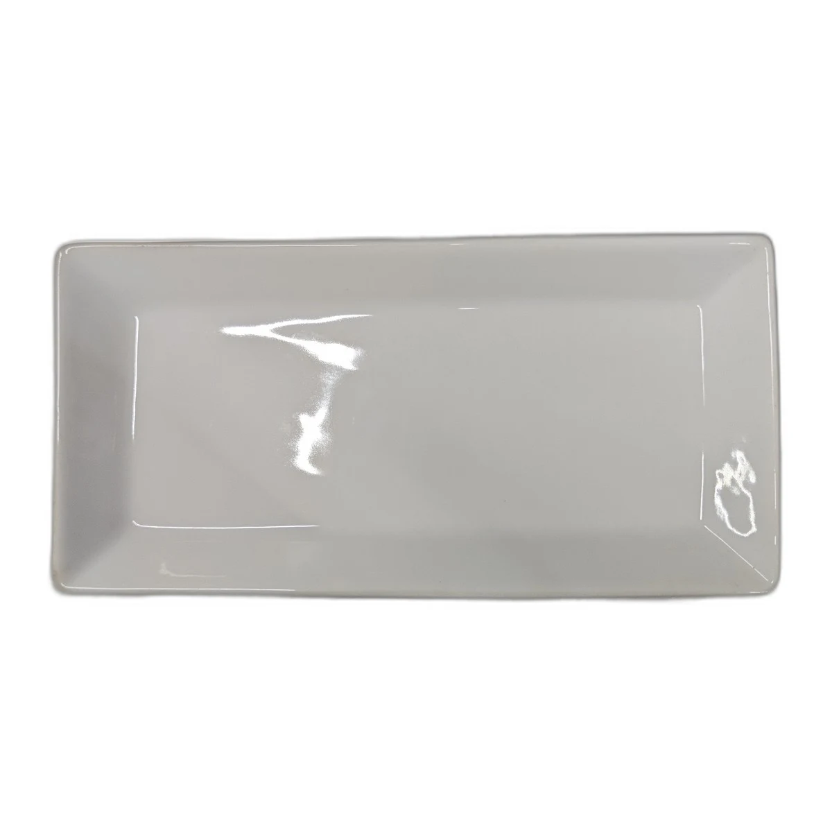 Assiette rectangulaire en céramique blanche