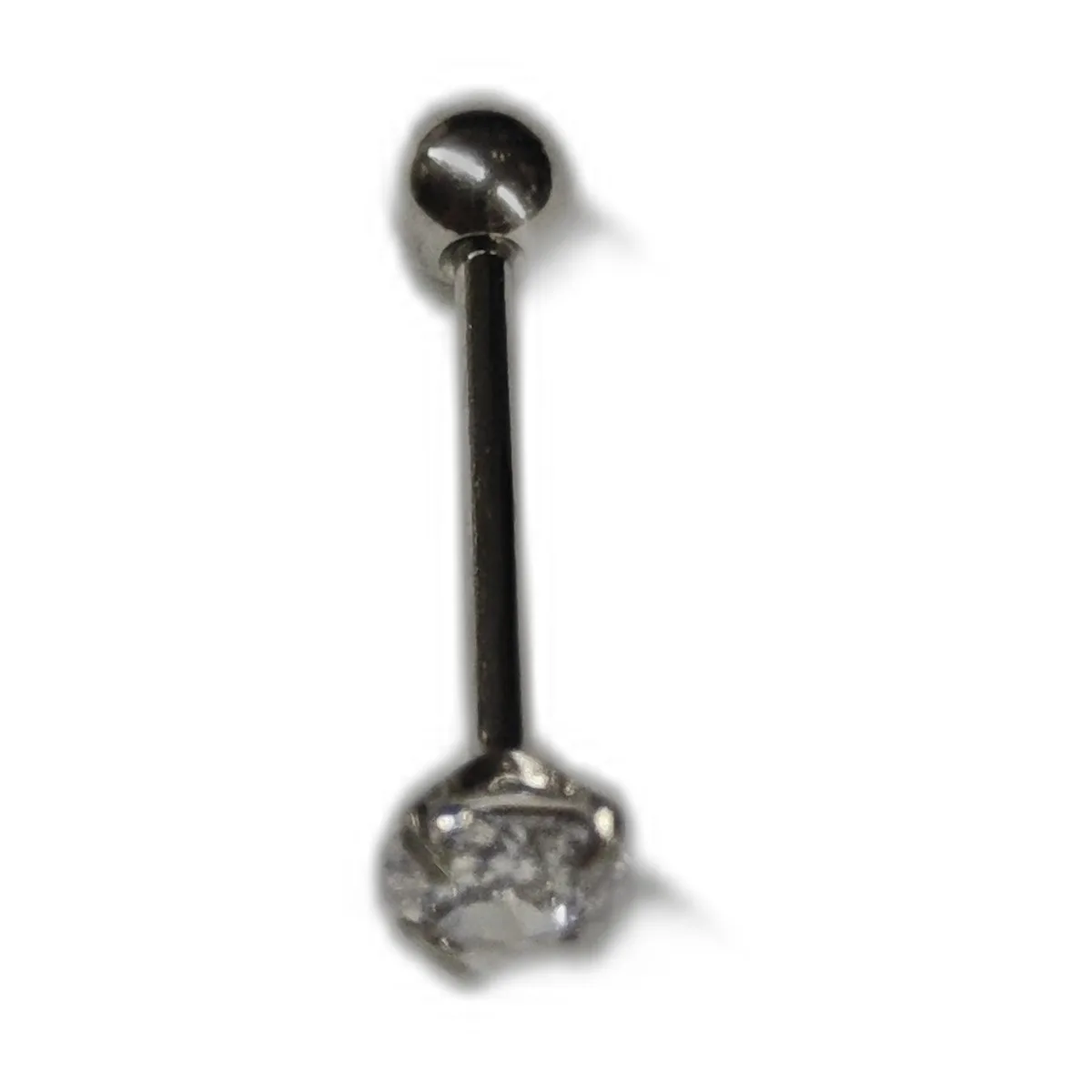 Barbell de piercing en acier chirurgical avec boule et zircon transparent
