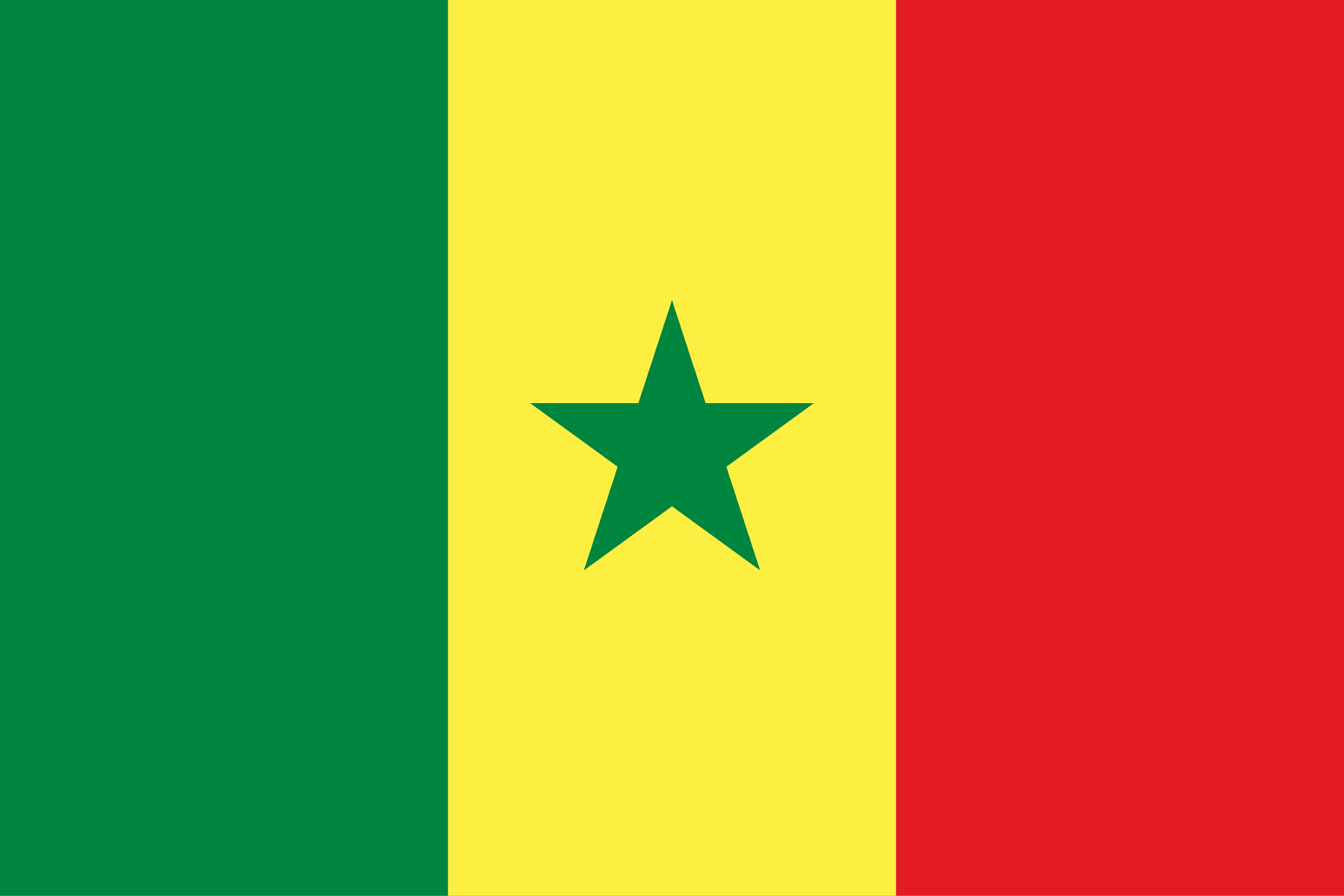Drapeau du Sénégal avec étoile verte