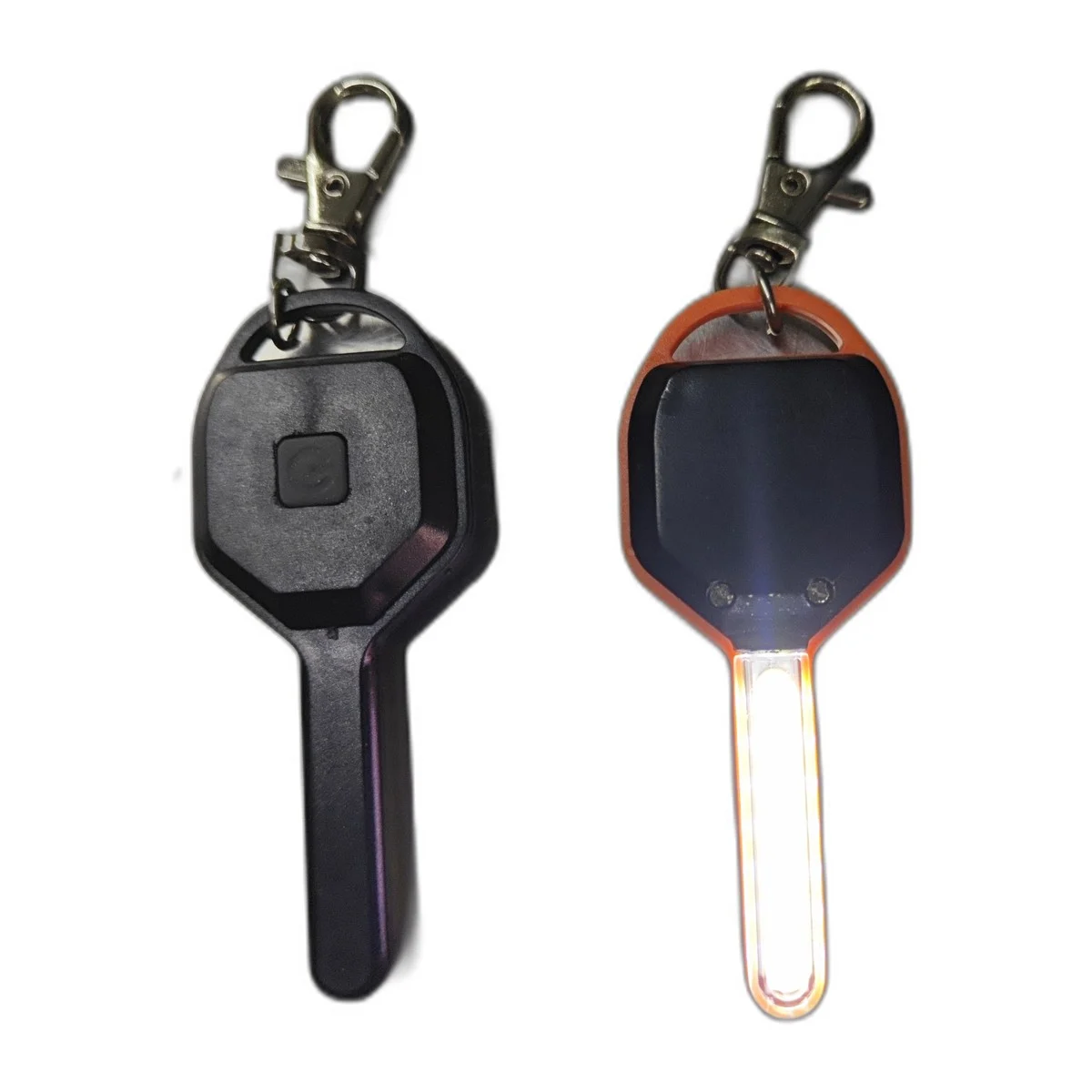 Lot de 2 Mini lampes torche porte-clés LED rechargeables avec mousqueton (noir et noir/orange)
