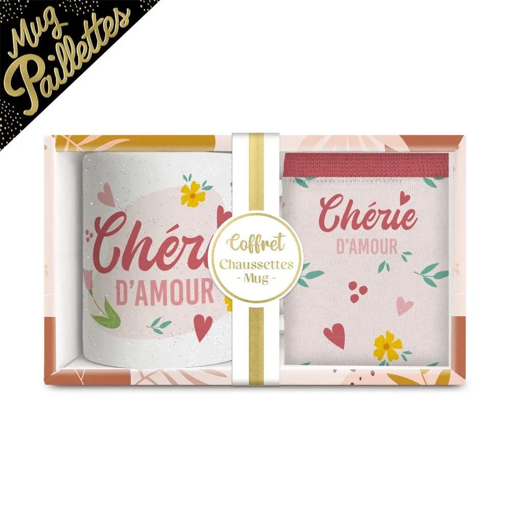 COFFRET MUG/CHAUSSETTES CHERIE D