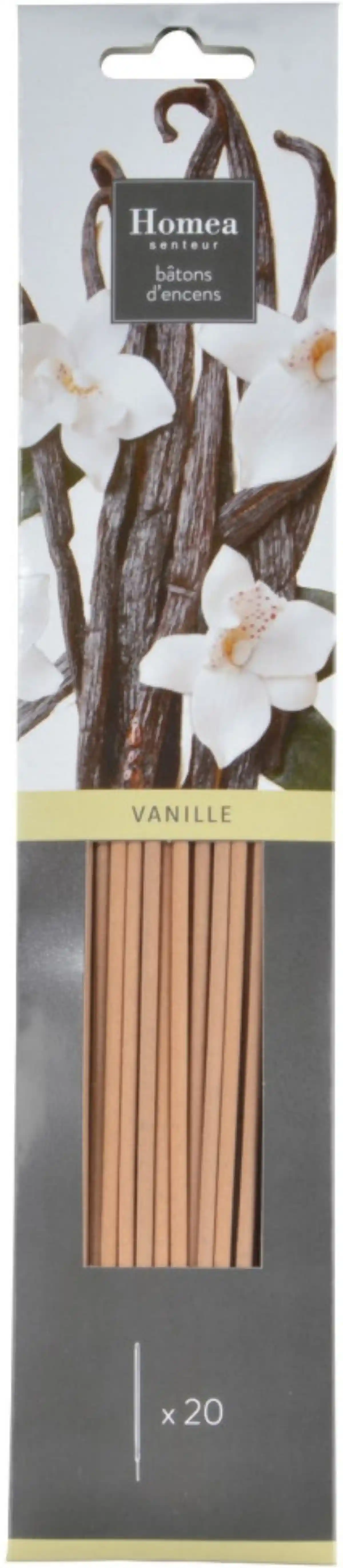 SET DE 20 BATONS D'ENCENS L25,5CM ESSENTIEL PARFUM VANILLE