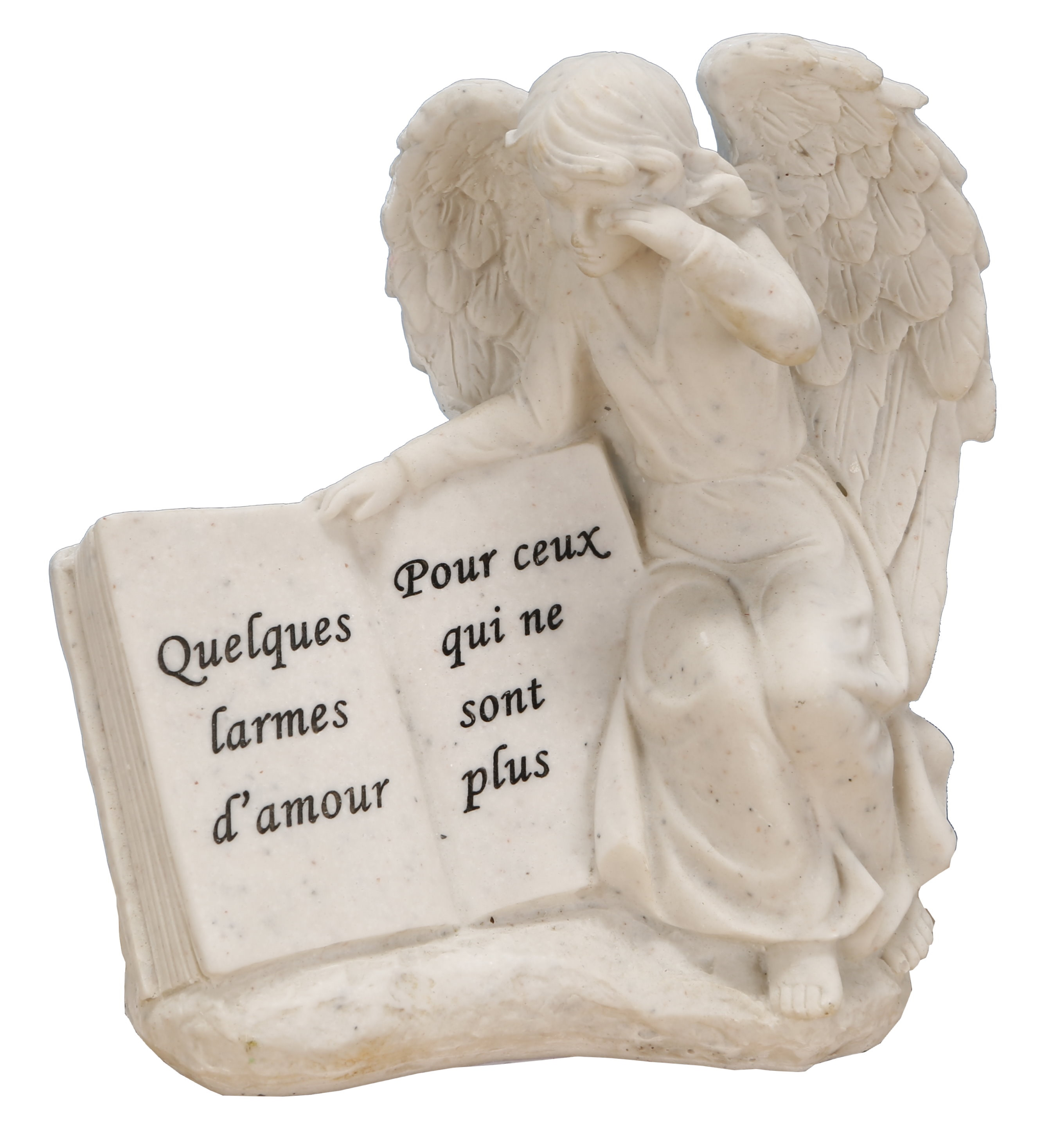 Statue funéraire résine Kervignac Ange Livre Larmes d’amour