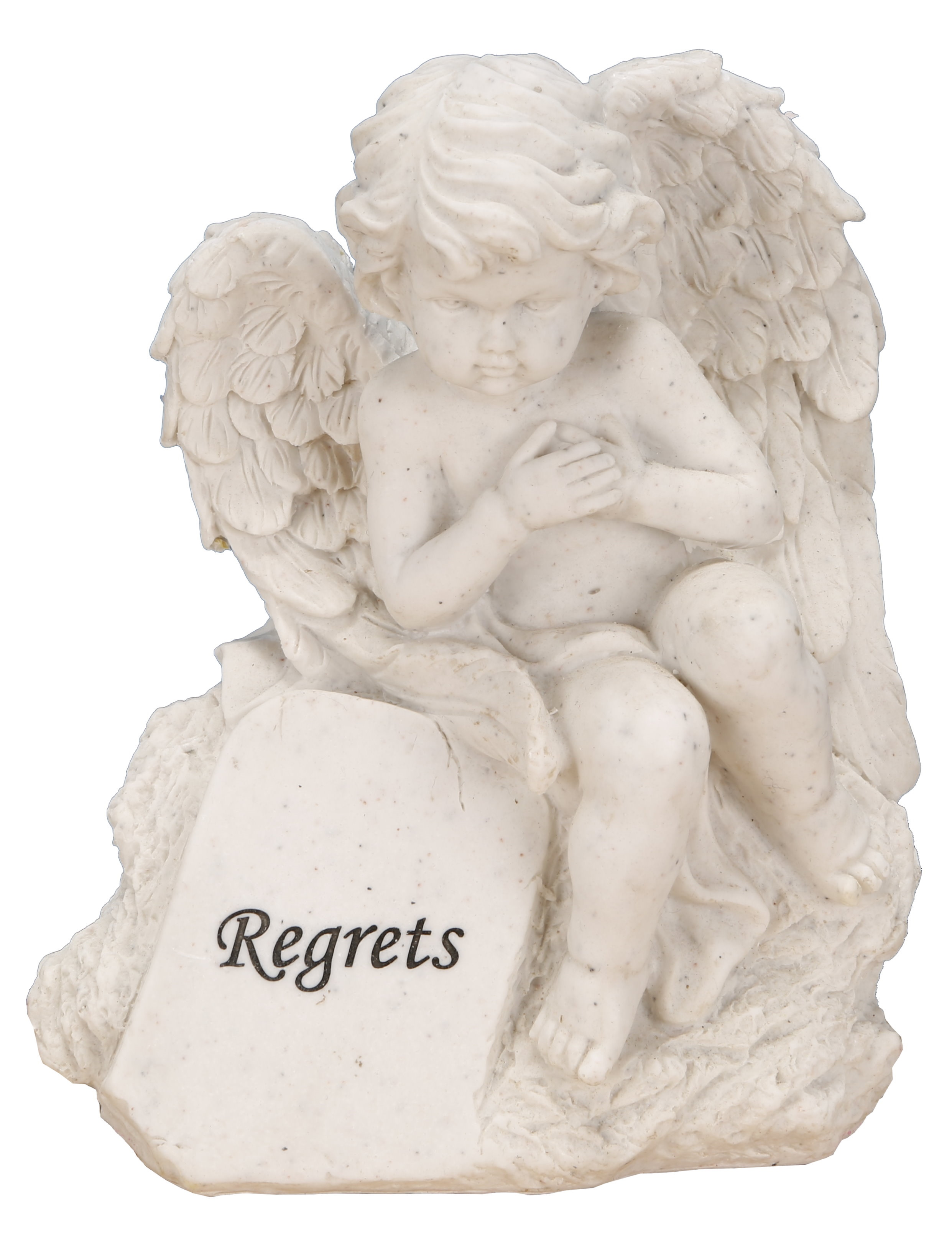 Statuette Ange Funéraire avec Plaque Regrets