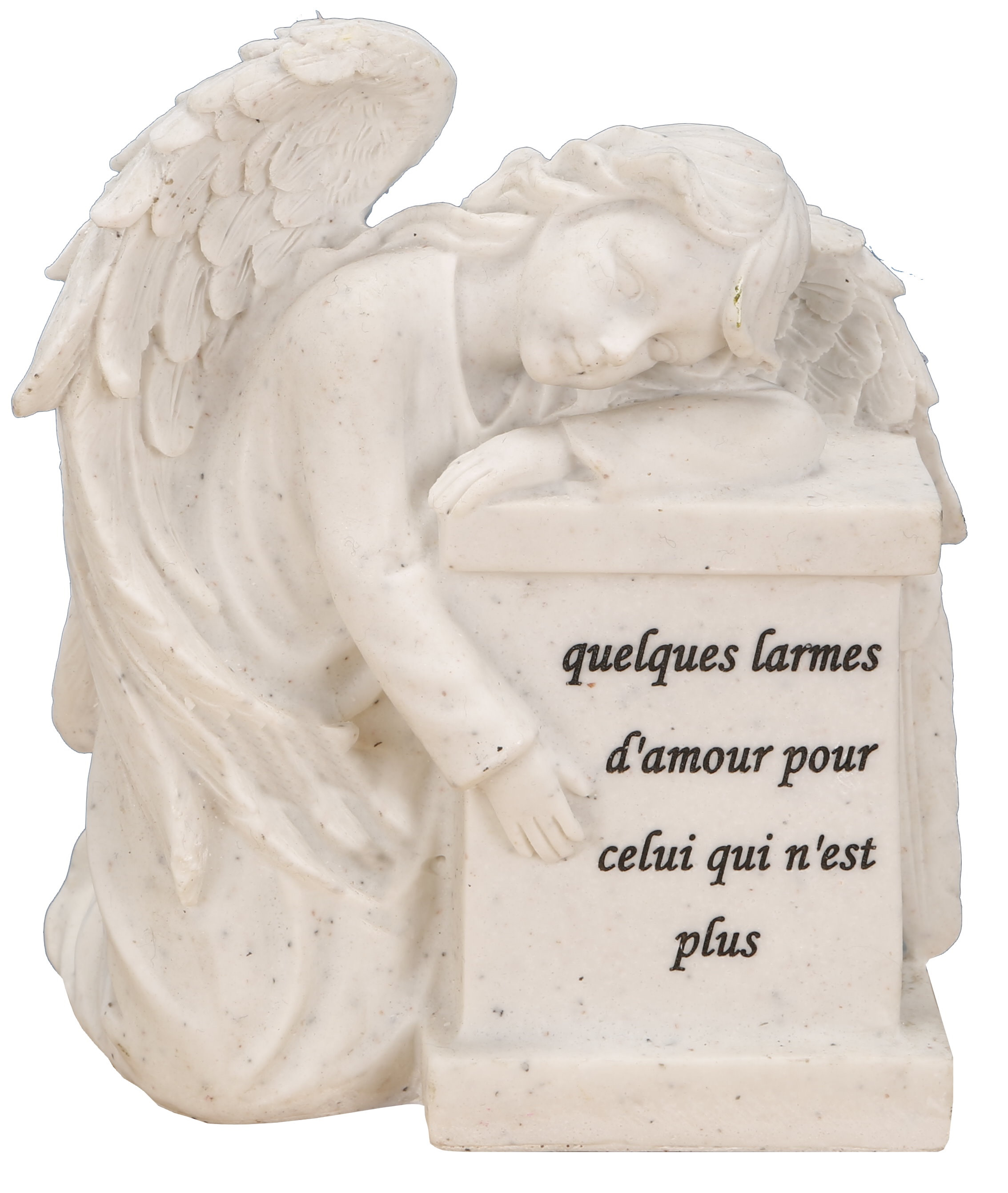 Statuette Ange Pleureur avec Inscription Commémorative