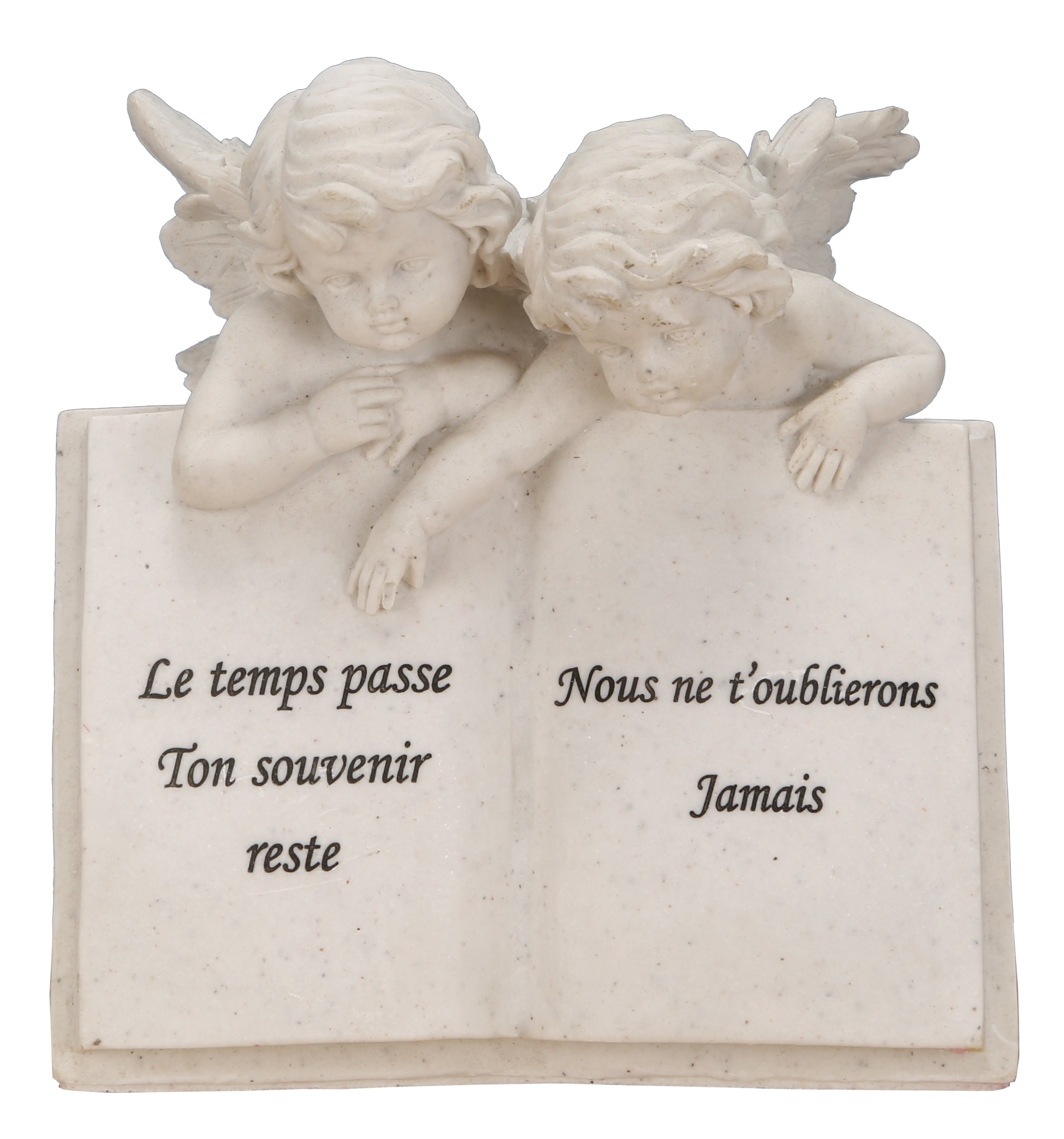 Plaque commémorative livre ouvert avec deux anges