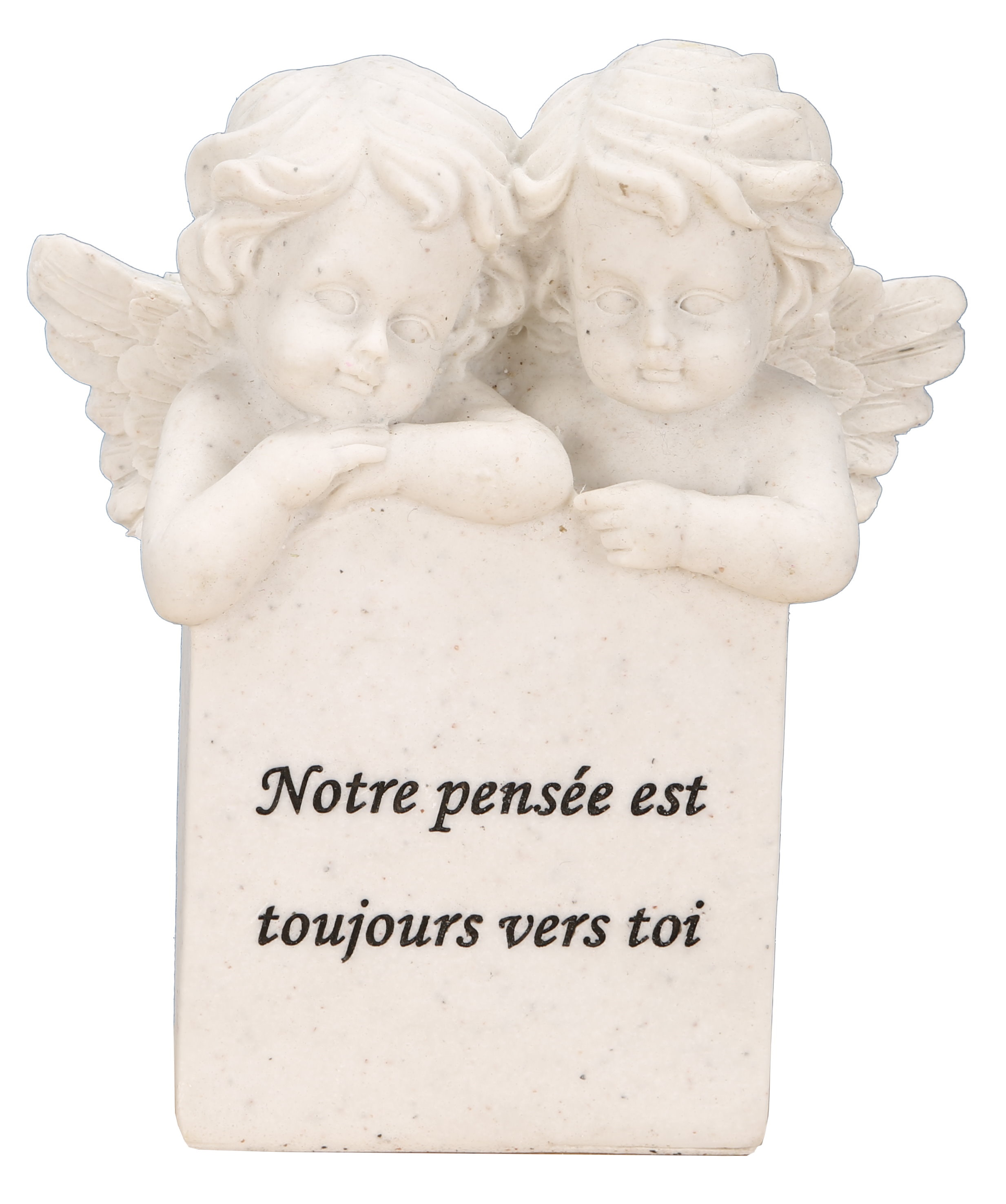 Plaque commémorative avec deux chérubins et message d'hommage