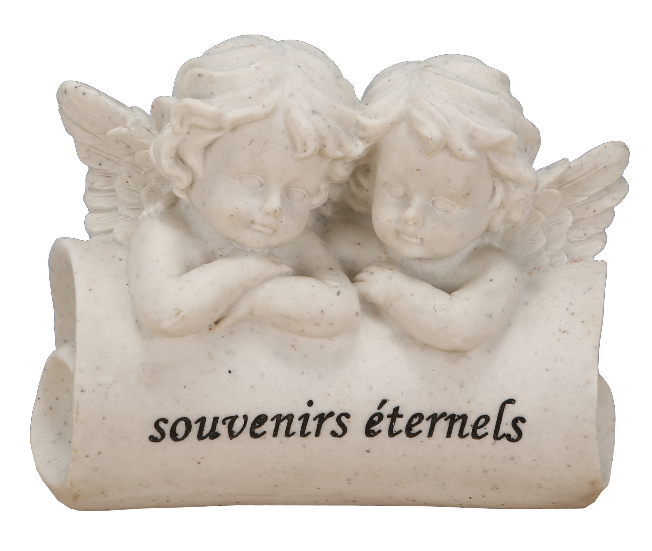 Statuette funéraire double anges Souvenirs Éternels