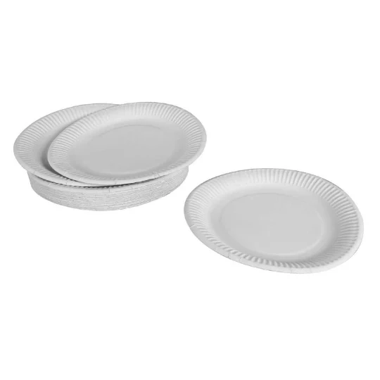 SET DE 50 ASSIETTES EN CARTON D23CM BLANC SANS FILM PLASTIQUE