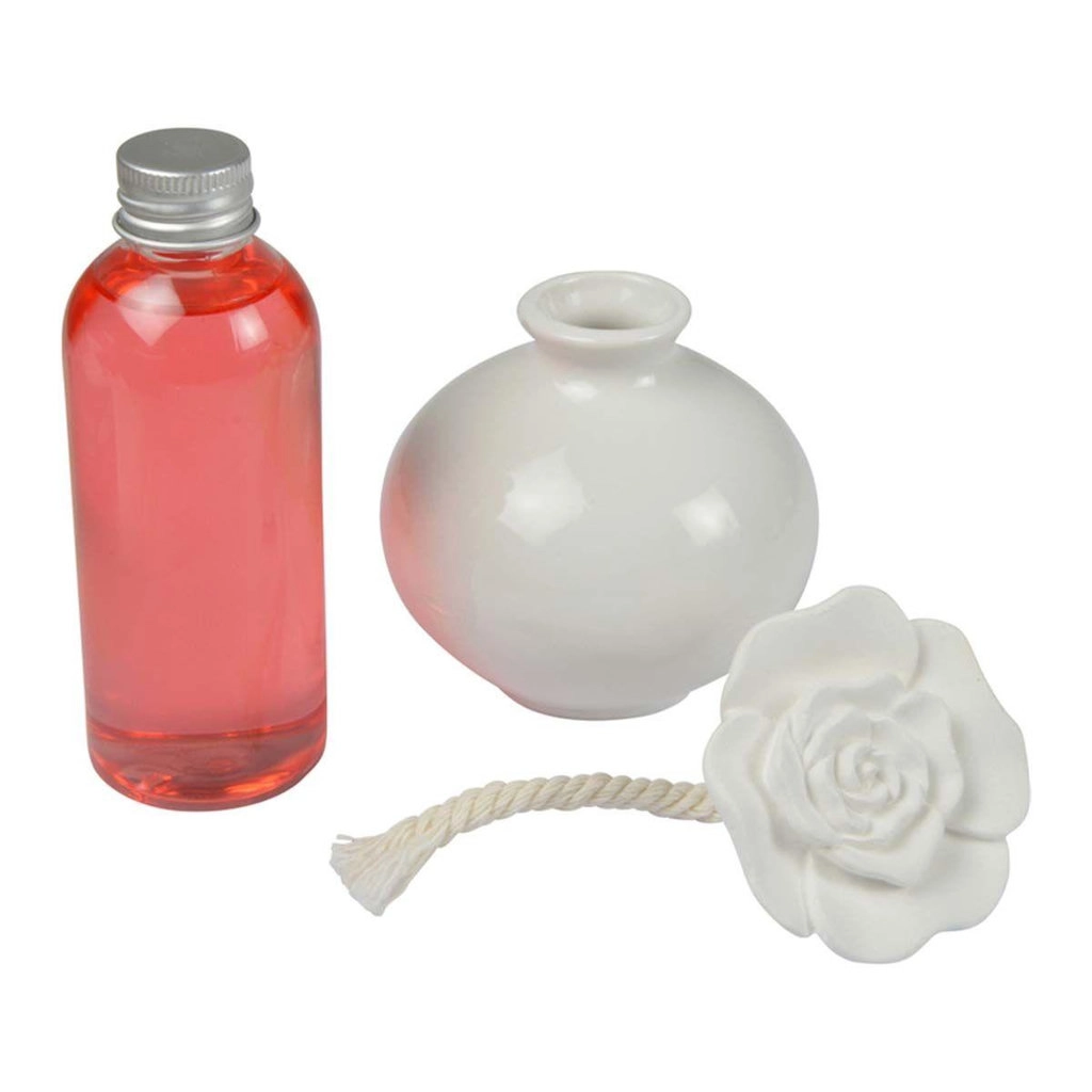 COFFRET DIFFUSEUR ET FLEUR CERAMIQUE 100ML ESSENTIEL PARFUM FRUITS ROUGES