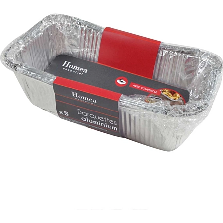 SET DE 5 BARQUETTES ALUMINIUM 1L 22x11,5xH7CM