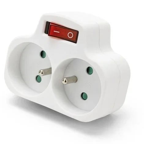 Arcotec Multiprise française - 2 prises - avec interrupteur