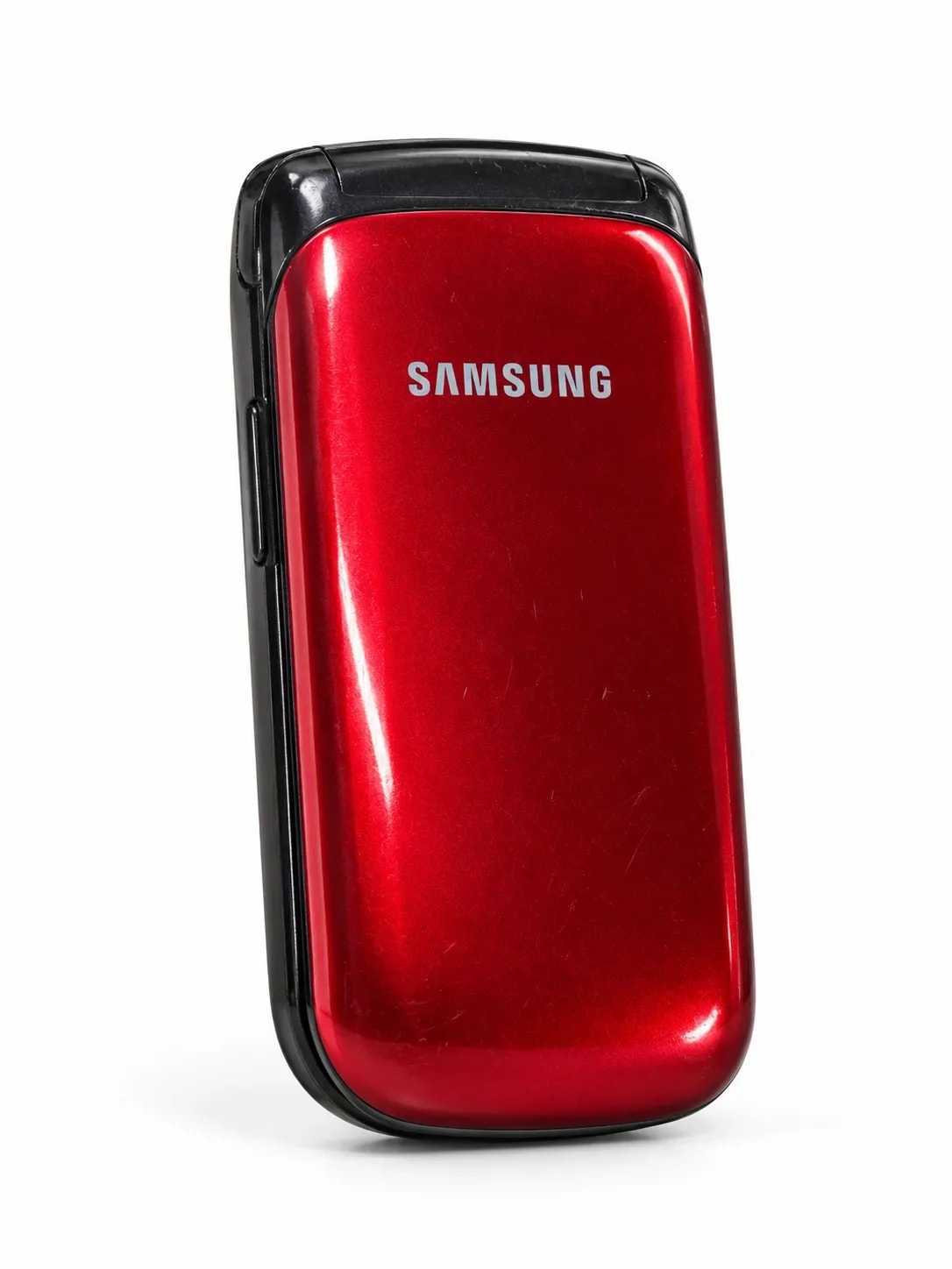 téléphone samsung rouge plié en studio