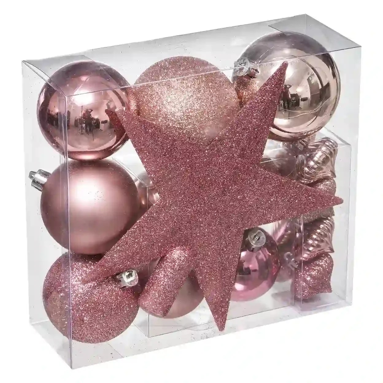 Lot de 18 pièces de décoration pour sapin de Noël - Rose