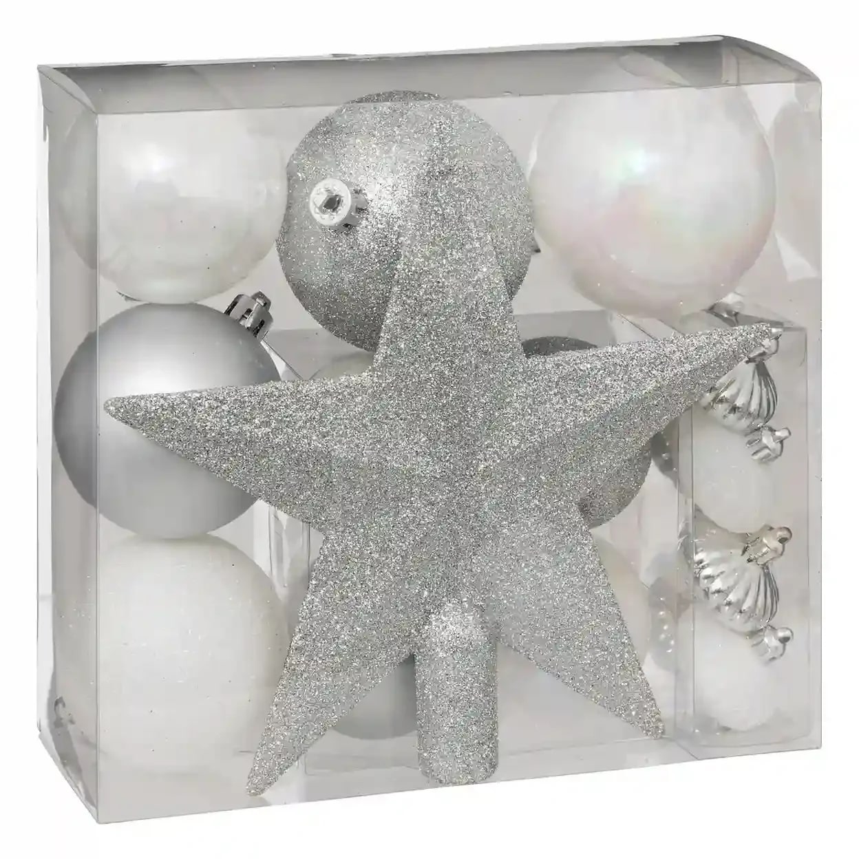 Lot de 18 boules de Noël argent