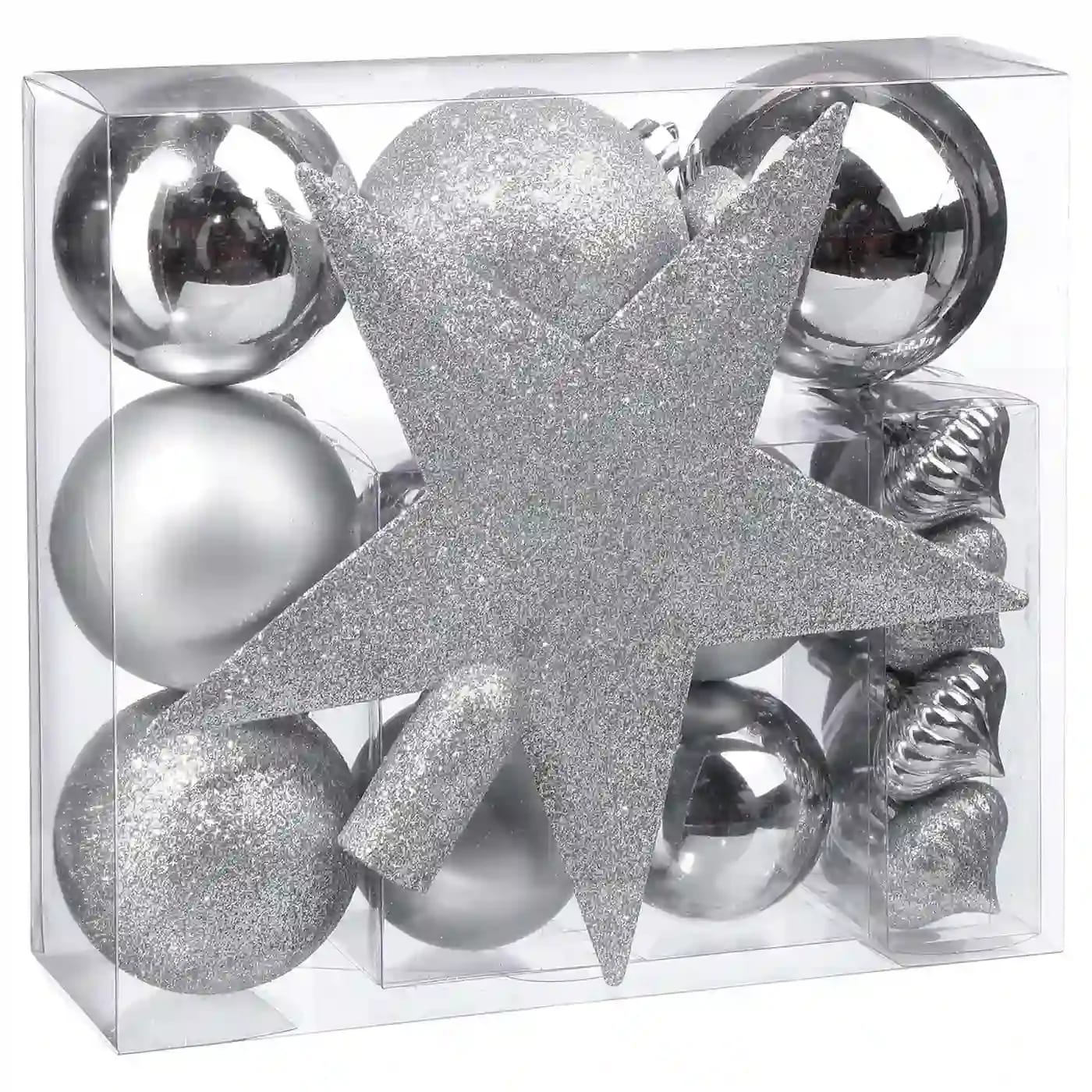 Lot de 18 boules de Noël argentées