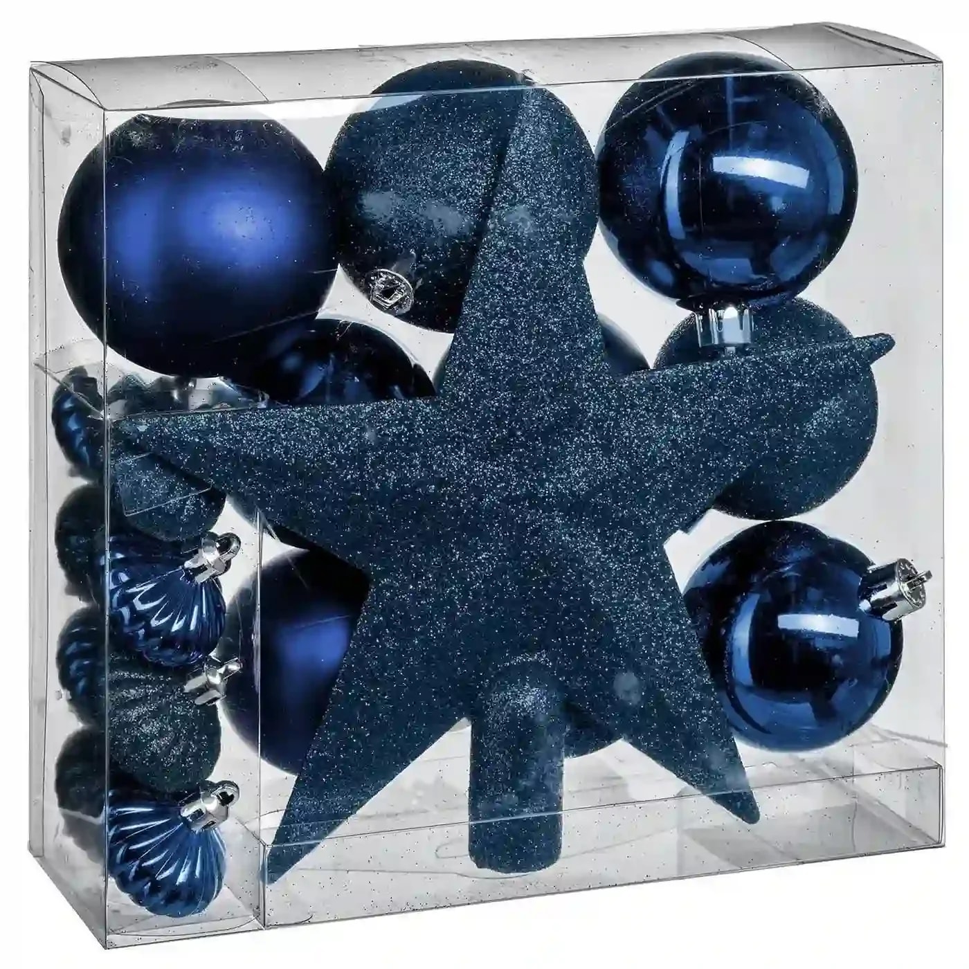 Atmosphera Lot de 18 Boules de Noël Bleu Nuit