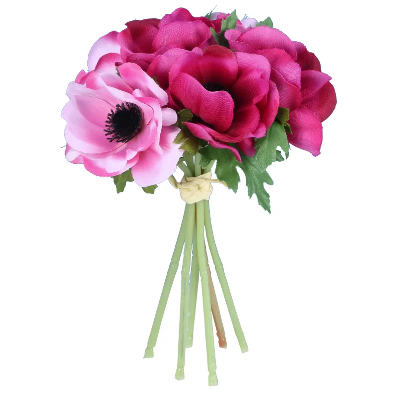 Bouquet 6 Tiges Anemones 19cm 4 Coloris