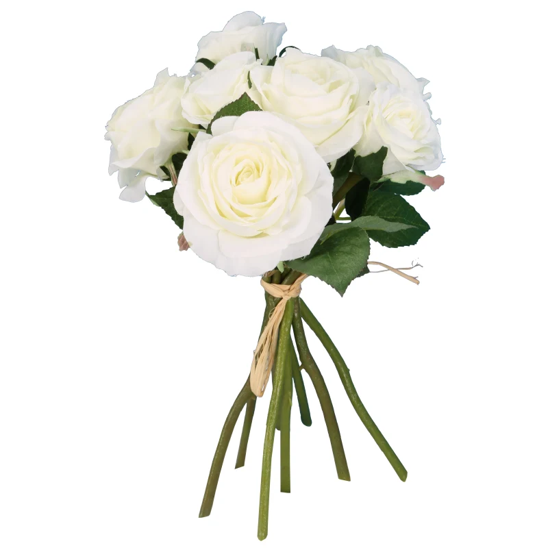 Bouquet 8 Tiges Rose 30cm Creme