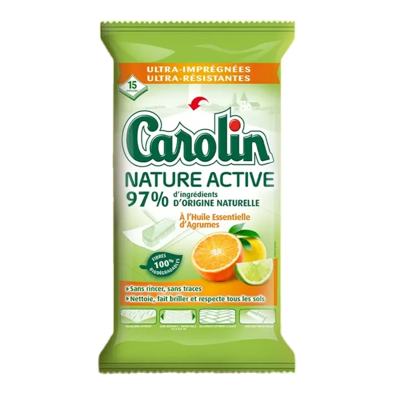Carolin lingettes sol parquet agrumes x15