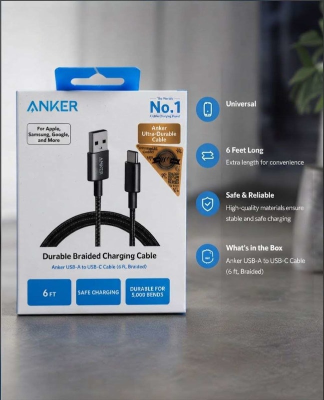 كيبل Anker تايب سي تايب A