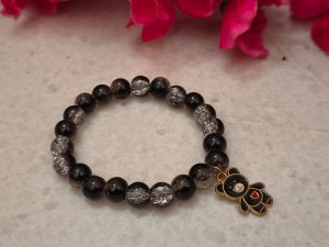 BLACK BEADS TEDDY BRACELET