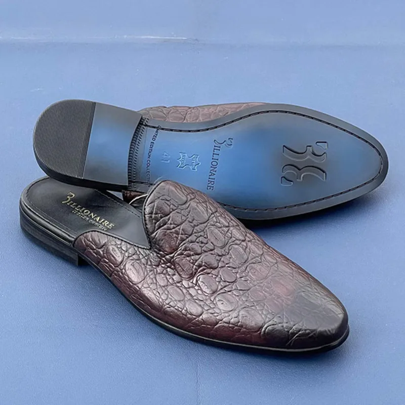 Billionaire Crinkled Leather Mules - Urbantreks 