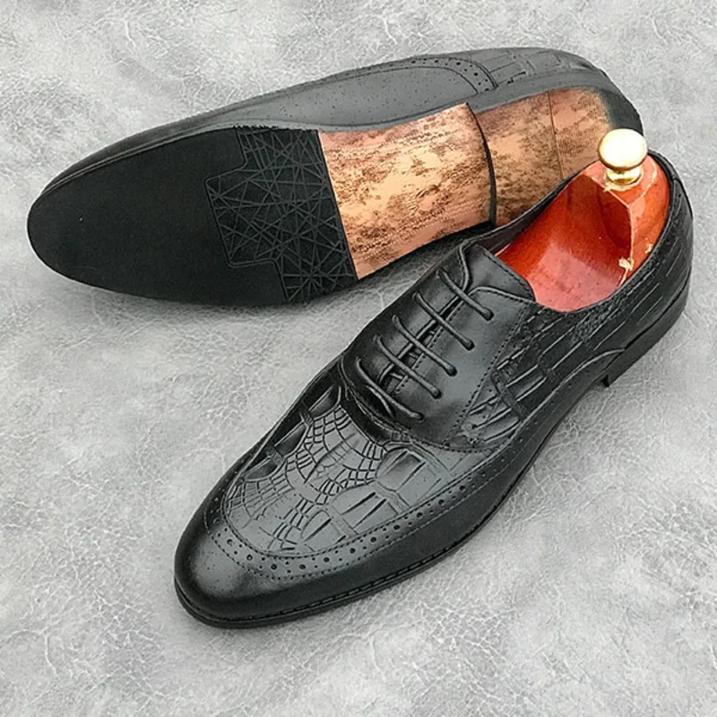 Crocade Noir Oxfords - Urbantreks 