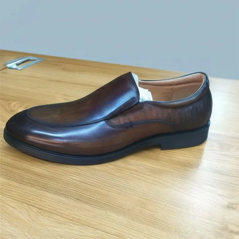 Brown Leather Slip-On Official Shoes  - Urbantreks 