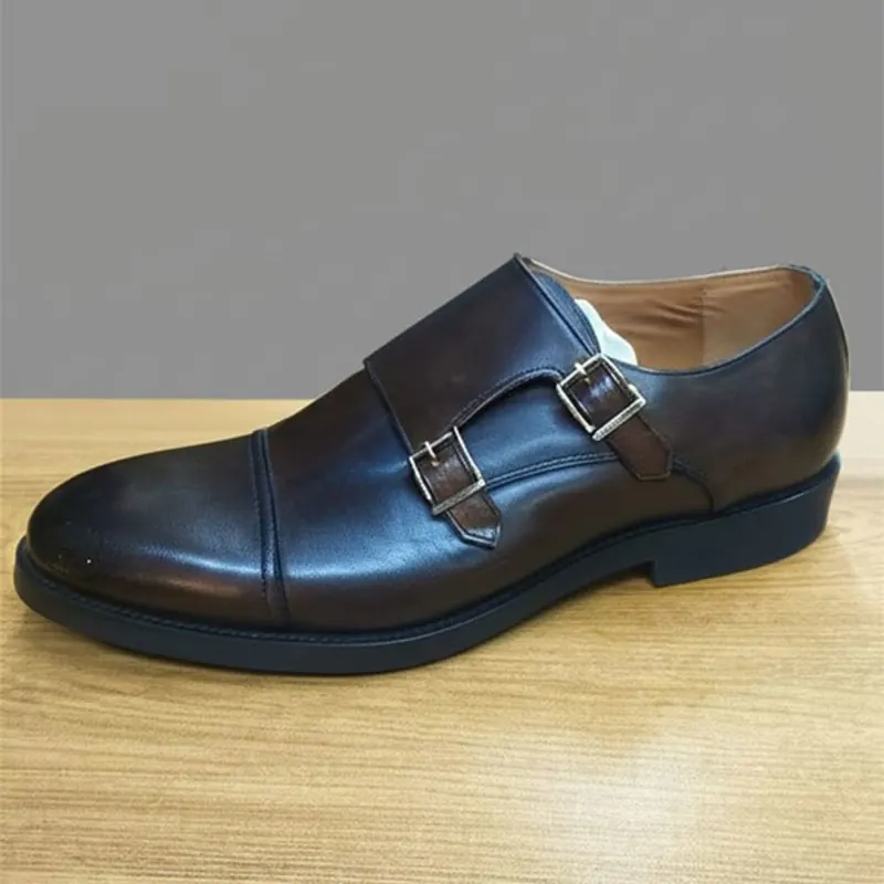 Double Buckle Leather Official Shoes - Urbantreks 