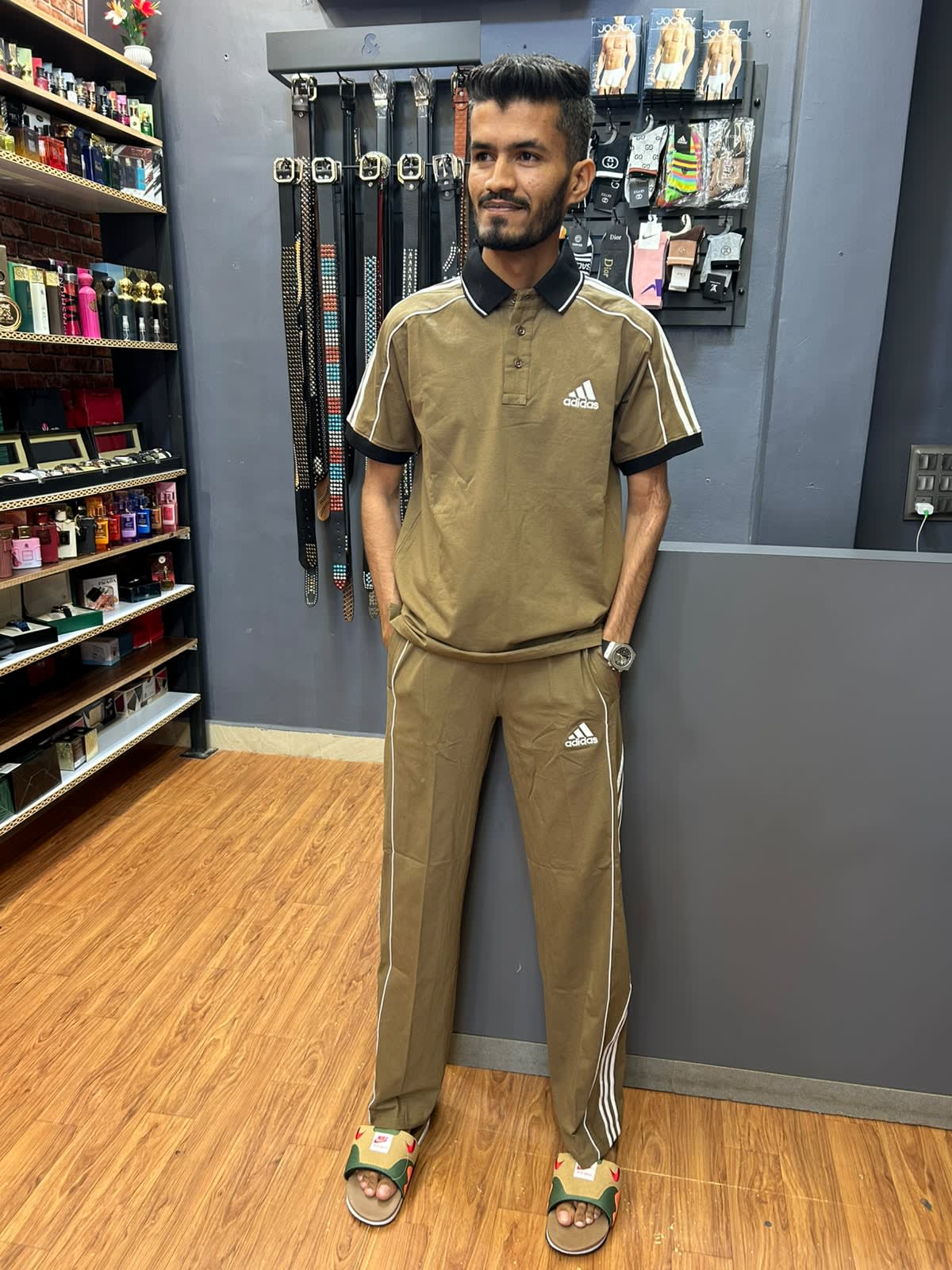 Men's Premium Olive Green Polo T-Shirt & Trackpants Combo Set 1