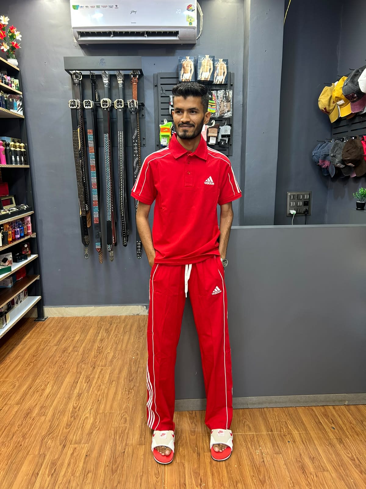 Men's Premium Bright Red Polo T-Shirt & Trackpants Combo Set 1