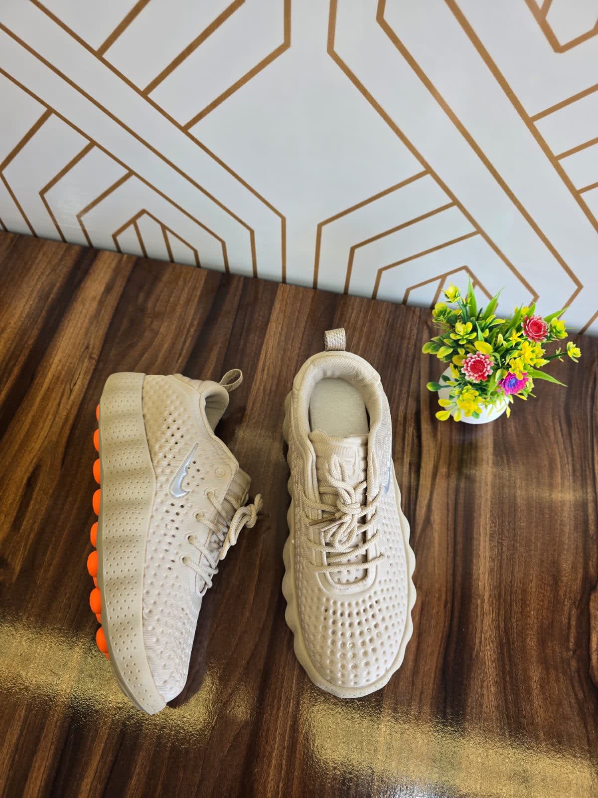 Premium Breathable Mesh Beige Sports Sneakers 1