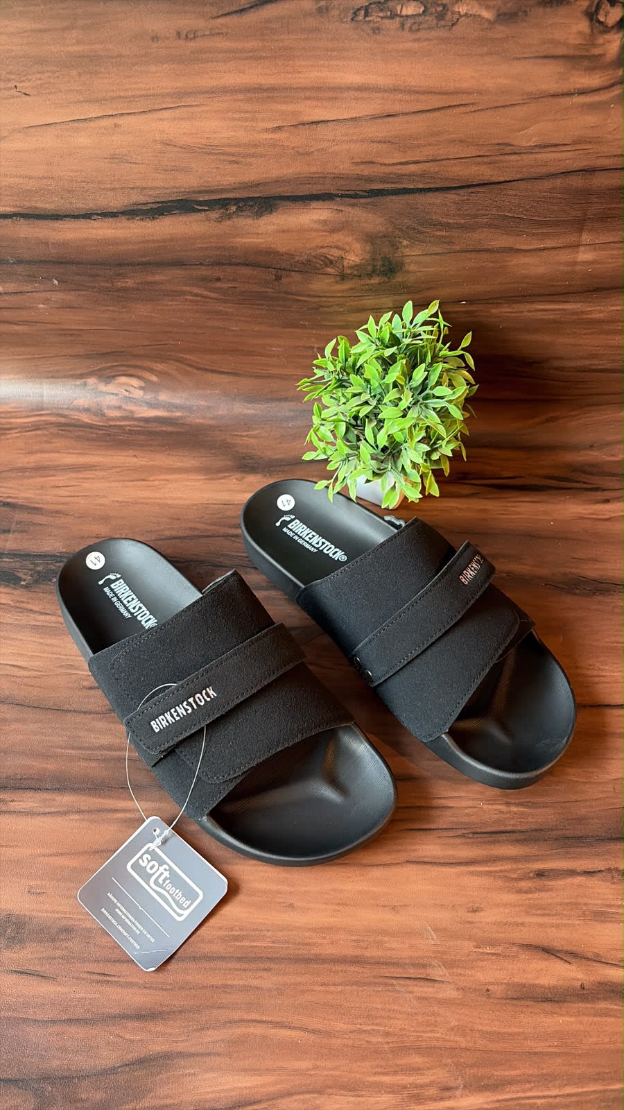 Birkenstock Black Adjustable Strap Comfort Slides 1
