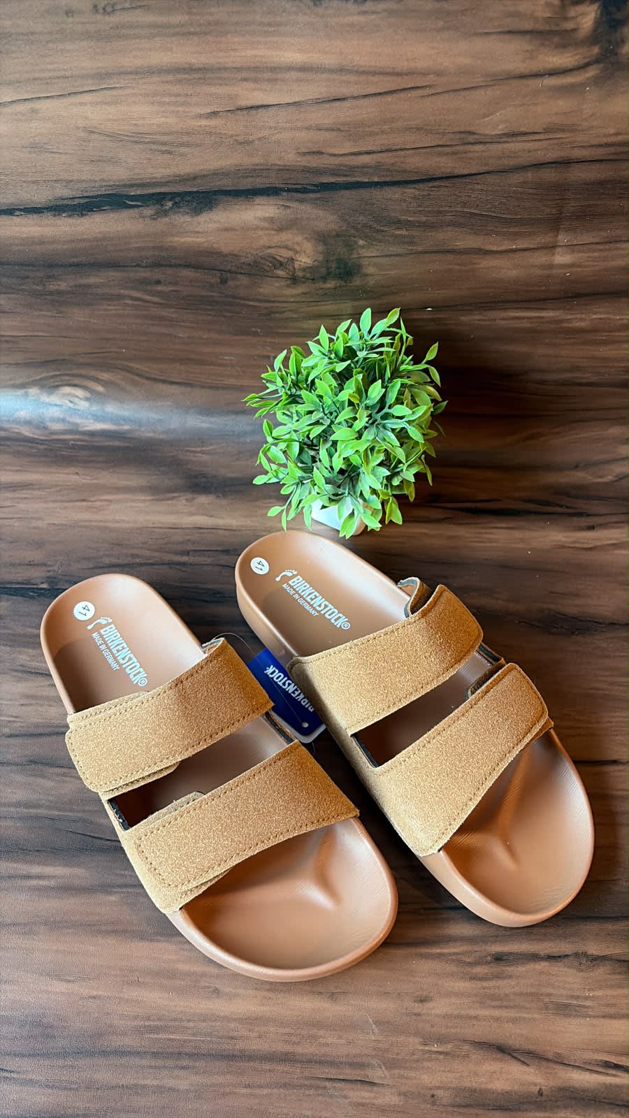 Light Beige / Tan Double Strap Comfort Slides 1