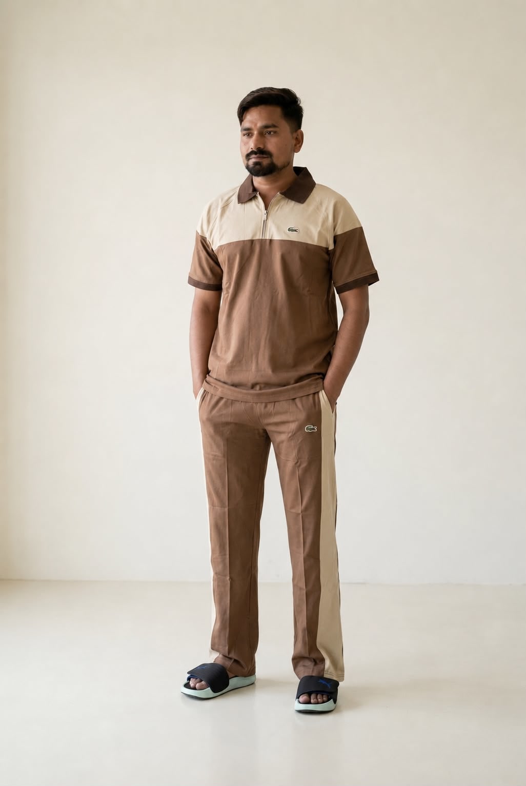 Men's Premium Colorblock Zip-Polo T-Shirt & Trackpants Set 1