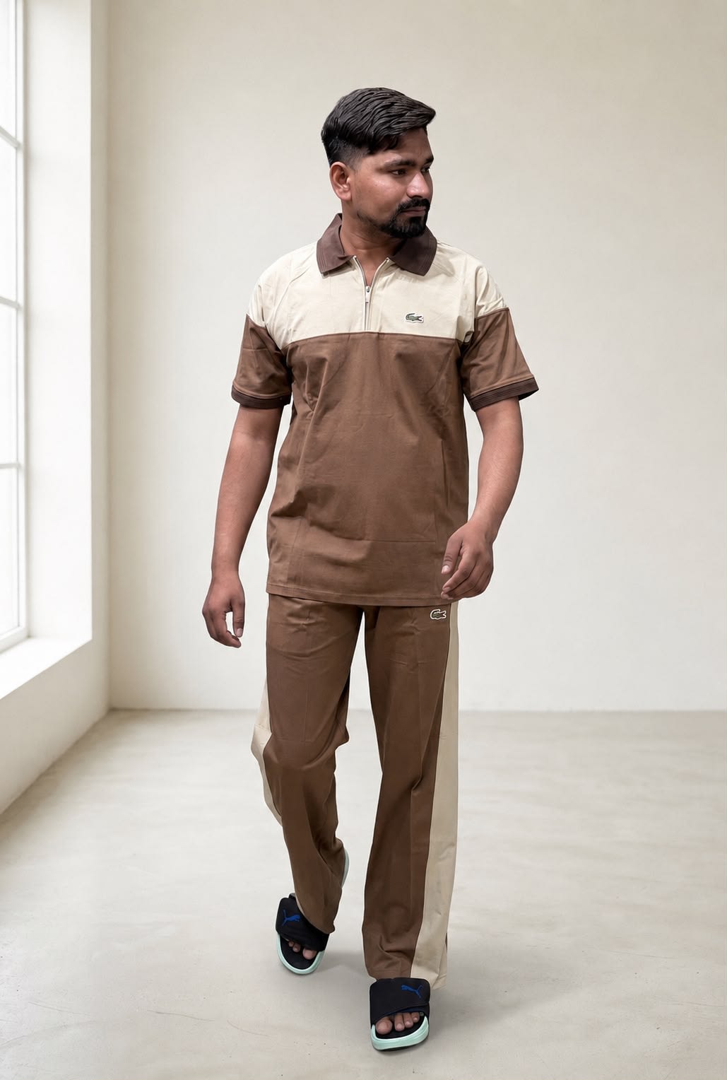 Men's Premium Colorblock Zip-Polo T-Shirt & Trackpants Set 4