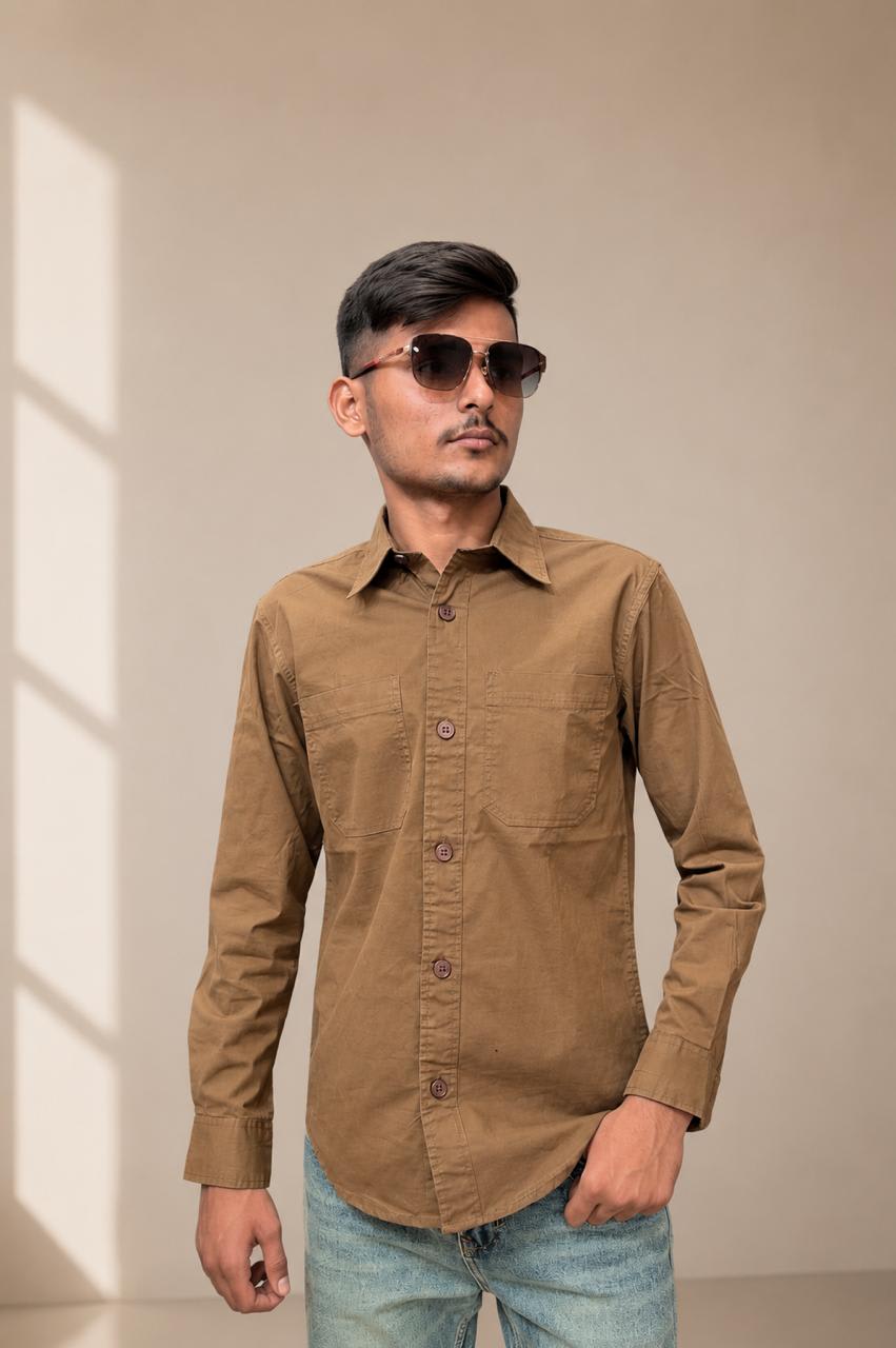 Men's Premium Brown Casual Shirt with Elbow Patches 2
