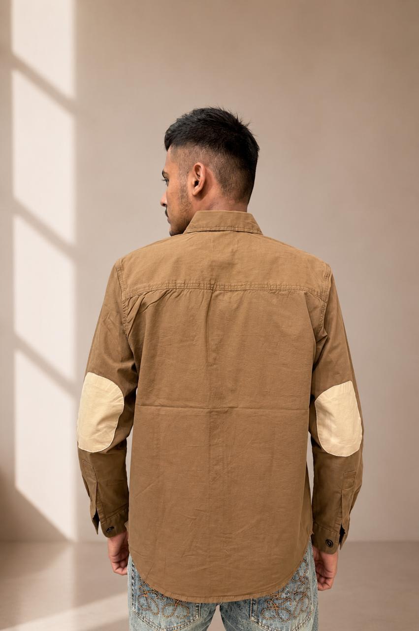 Men's Premium Brown Casual Shirt with Elbow Patches 3
