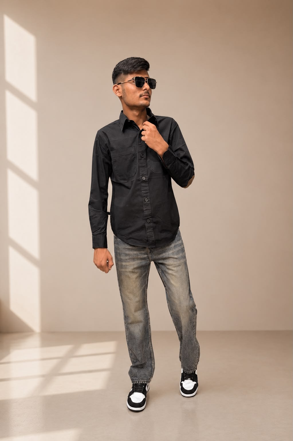 Men's Premium Black Dual Pocket Full Sleeve Casual Shirt 2
