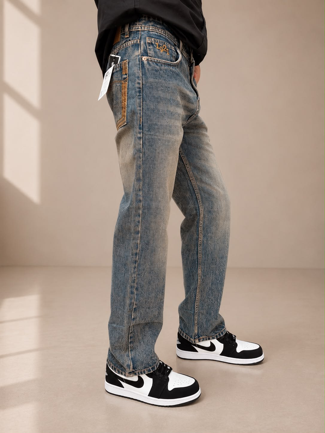 Men's Premium Vintage Tinted Straight Fit Denim Jeans 1