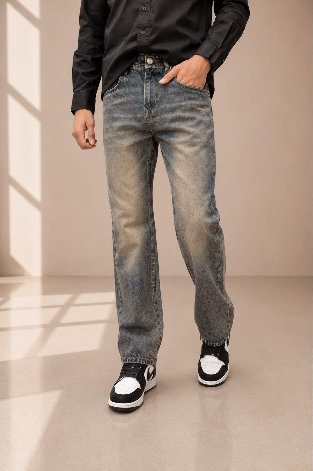Men's Premium Vintage Tinted Straight Fit Denim Jeans 2