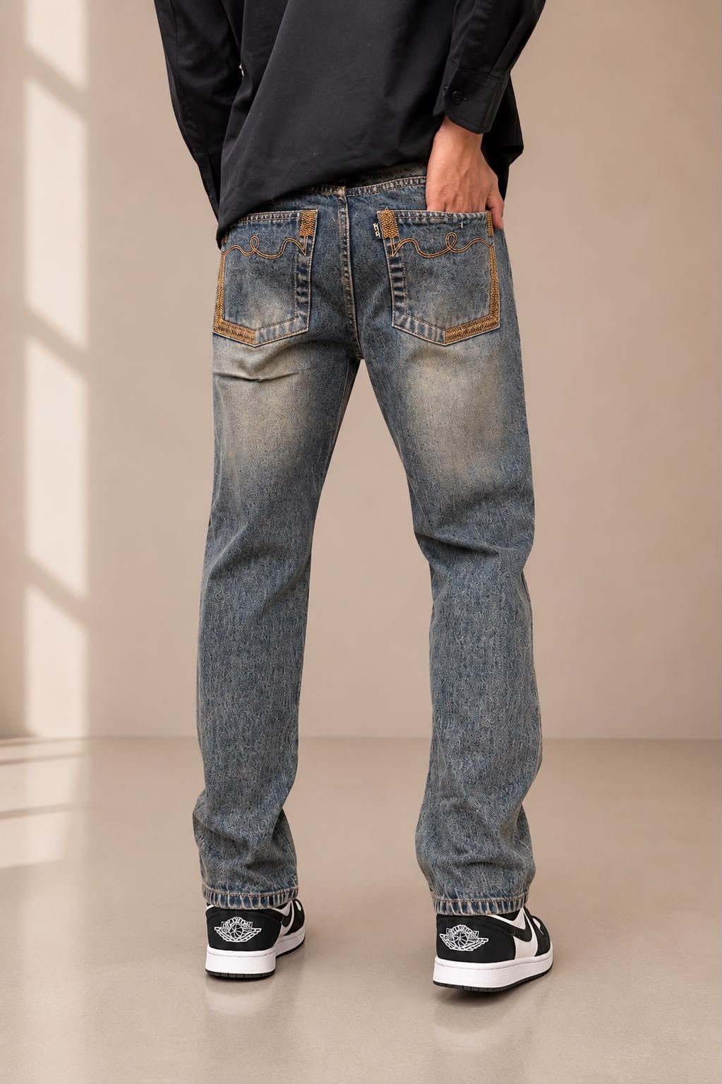 Men's Premium Vintage Tinted Straight Fit Denim Jeans 3