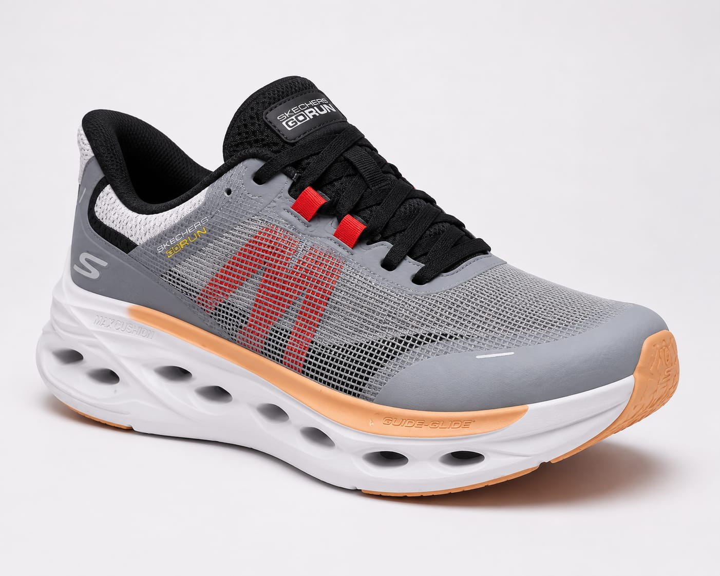 Grey & Orange Max-Cushion Breathable Running Shoes 1