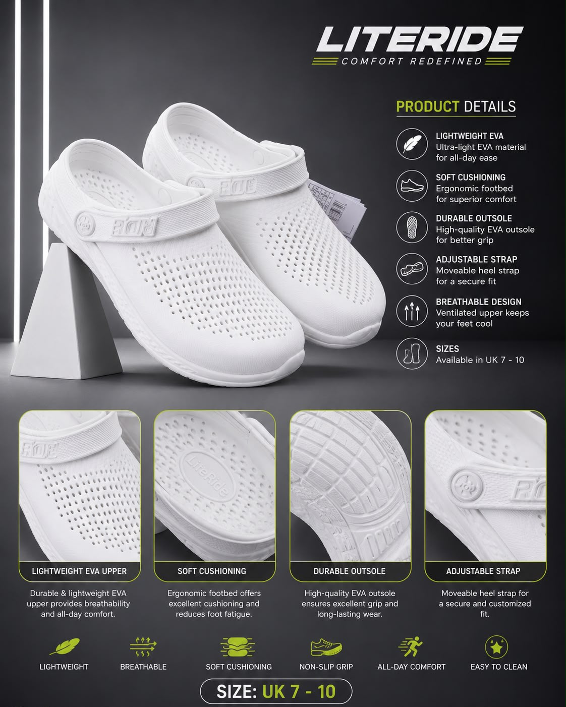 Premium All-White Ultra-Lightweight Breathable EVA Clogs 2