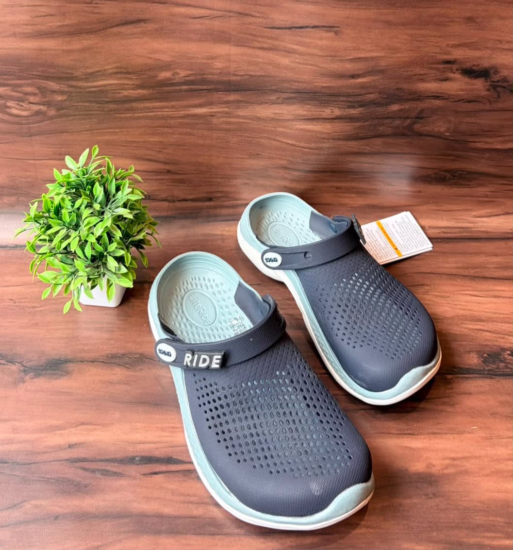 Premium Dark Grey & Light Blue Ultra-Lightweight Breathable EVA Clogs 1