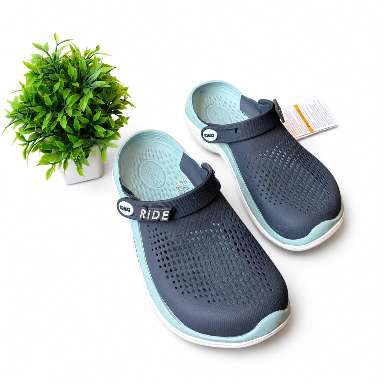 Premium Dark Grey & Light Blue Ultra-Lightweight Breathable EVA Clogs 2