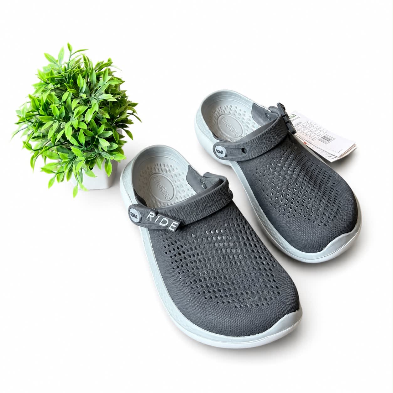 Men's Premium Charcoal Grey & Light Grey Ultra-Lightweight Breathable EVA Clogs 2