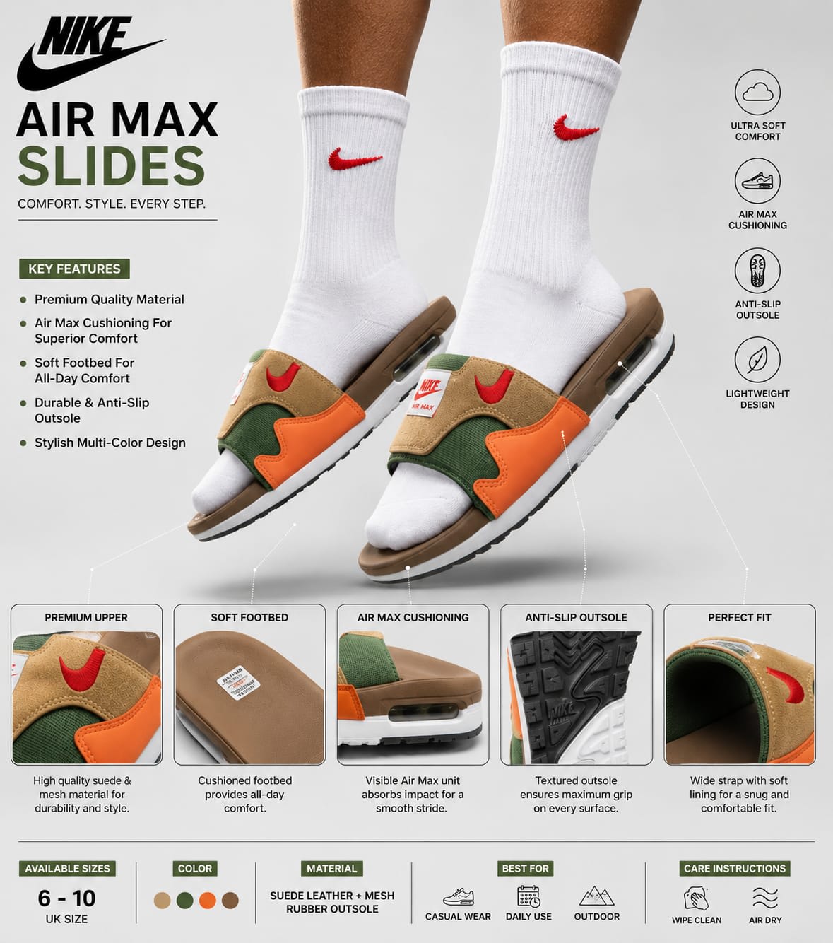 Men's Stylish Multi-Color Comfort Cushion Casual Slides 4