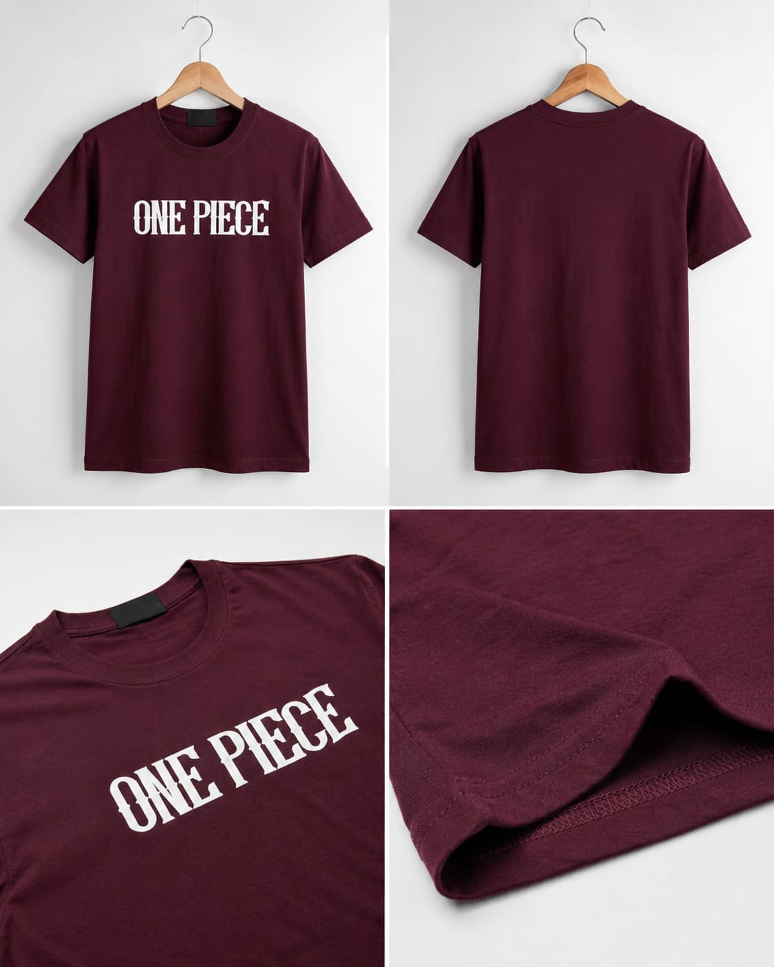 Premium Maroon Printed Round Neck Short Sleeve Cotton T-Shirt 3